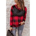thumbnail image 2 of ABPHQTO Sudadera roja de manga larga con paneles de cuadros de mujer, 2 of 5