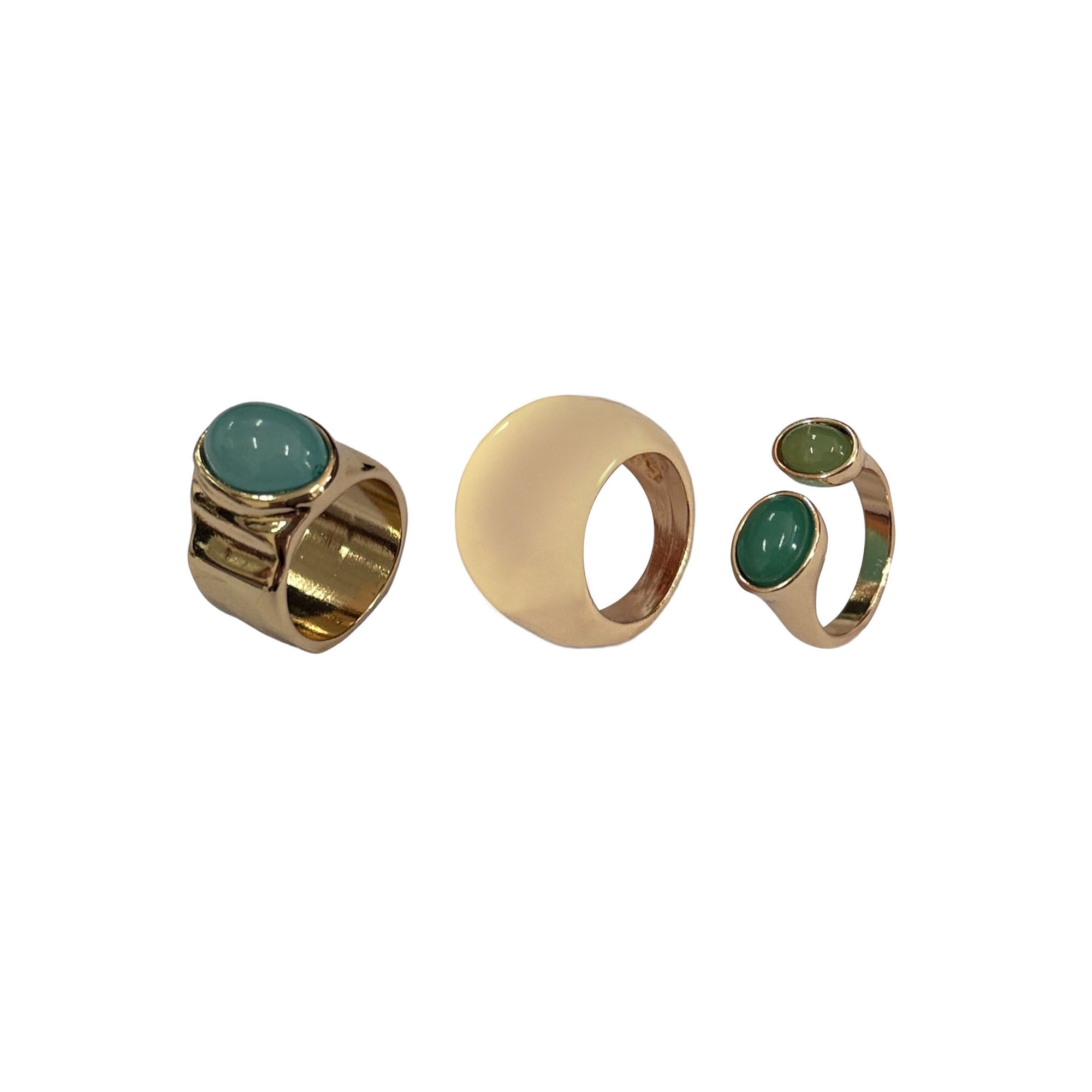 Time and Tru Multicolor Cabochon Chunky Rings for Female Adults and Teens, 3 Pack
