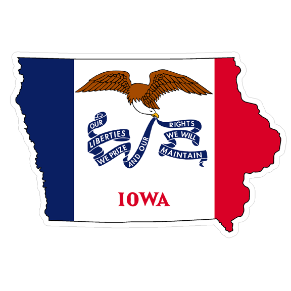 Iowa State (Q16) Shape Flag Vinyl Decal Sticker Car/Truck Laptop/Netbook Window