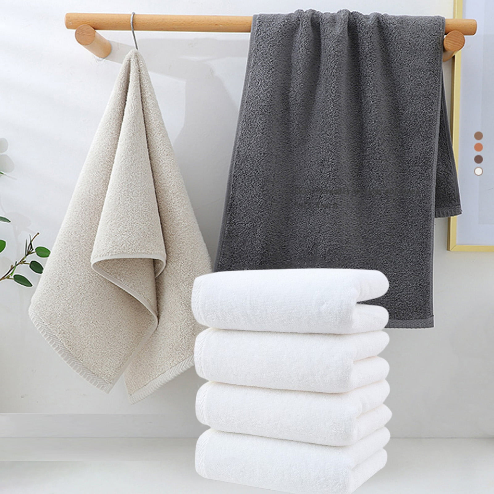 JeashCHAT 4 Pcs Hand Towels Set, Cotton Hand Towel Face Towel Washcloth, Super Soft Highly Absorbent Quick Dry Towels for Bathroom Gym Shower Hotel, 13.8"x30.7", White