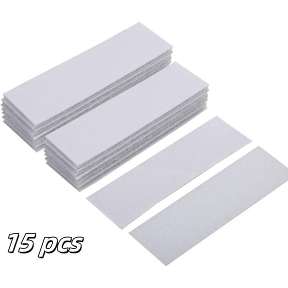 Hook and Loop Strips with Adhesive,Back Adhesive Fasten Mounting Tape for Home or Office Use,1x4 inch,White,15 pack