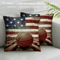thumbnail image 3 of COMIO  Vintage American Style Basketball Throw Pillow Covers Patriotic American Flag July 4th with Popular Sports in USA Pillow Cases Cushion Cover for Sofa Car Bed (Basketball Flag), 3 of 5