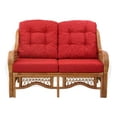 thumbnail image 2 of Malibu Lounge Loveseat Sofa ECO Natural Rattan Wicker Handmade Design w/Burgundy Cushions, Colonial, 2 of 4