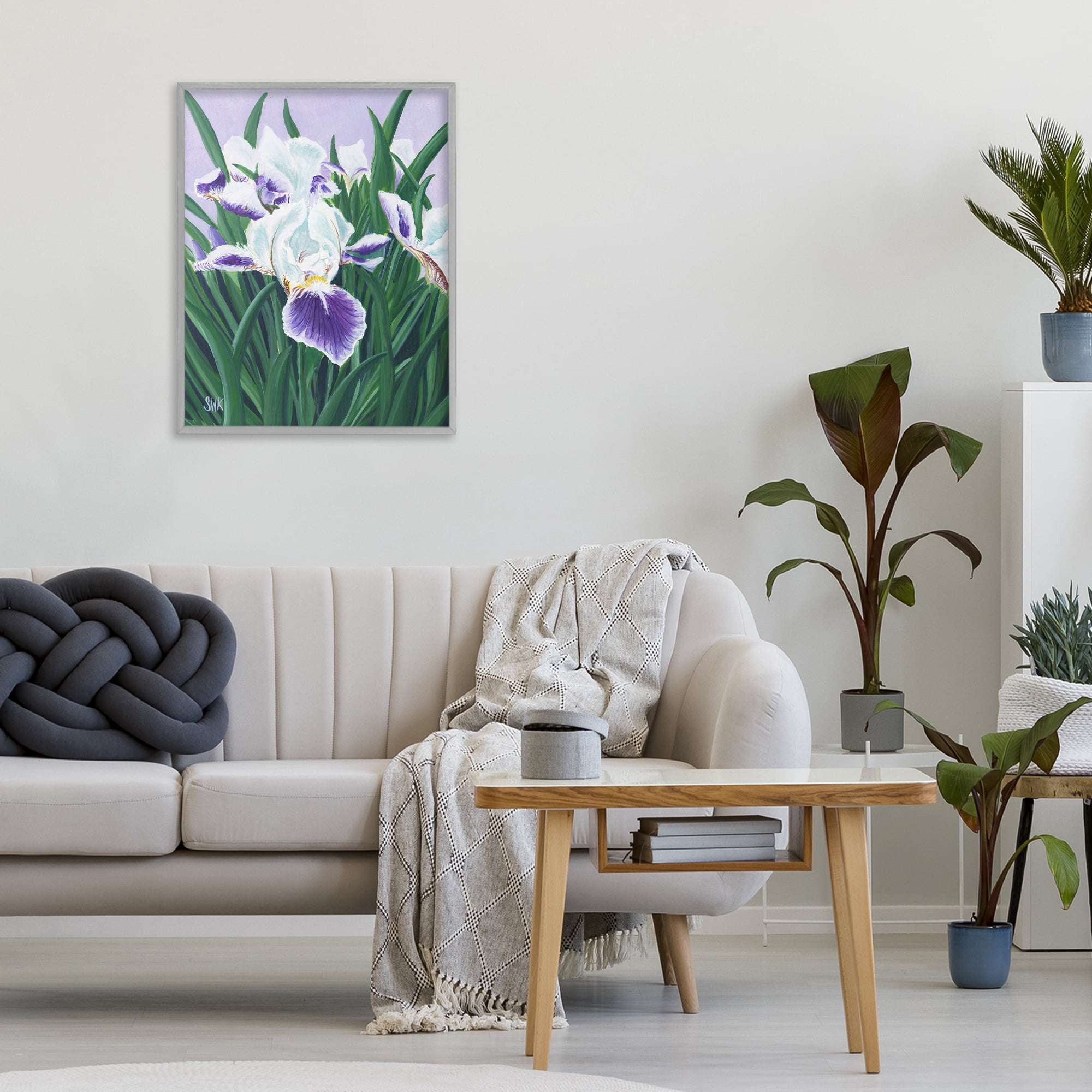 Stupell Industries Purple & White Irises Gray Framed Giclee Art, design by Sarah Waldron Kimball