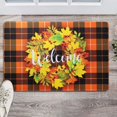 thumbnail image 3 of Fall Doormat Welcome Mat, 15.7 x 23.6 Inch Fall Decor Outside Maple Leaf Wreath Decorative Plaid Doormat Rubber Non Slip Backing Floor Mat Indoor Outdoor Rug, 3 of 7