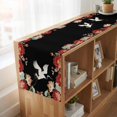 thumbnail image 6 of Black Crane Table Runner, Vintage Red Teal Spring Floral Botanical Washable Cotton Linen Table Runners 36 Inches Long, Dresser Scarf Runner for Nightstand/End Tables/Round Tables 13''x36'', 6 of 9
