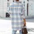 thumbnail image 5 of LQCMBYF Womens Tops Casual Women's Flannel Plaid Light Weight Thin Jacket Shirts Raglan Long Sleeve Button Down Chest Pocketed Shirts Coats Shacket Women Blouses Dressy Casual (Sky Blue,XXL), 5 of 9