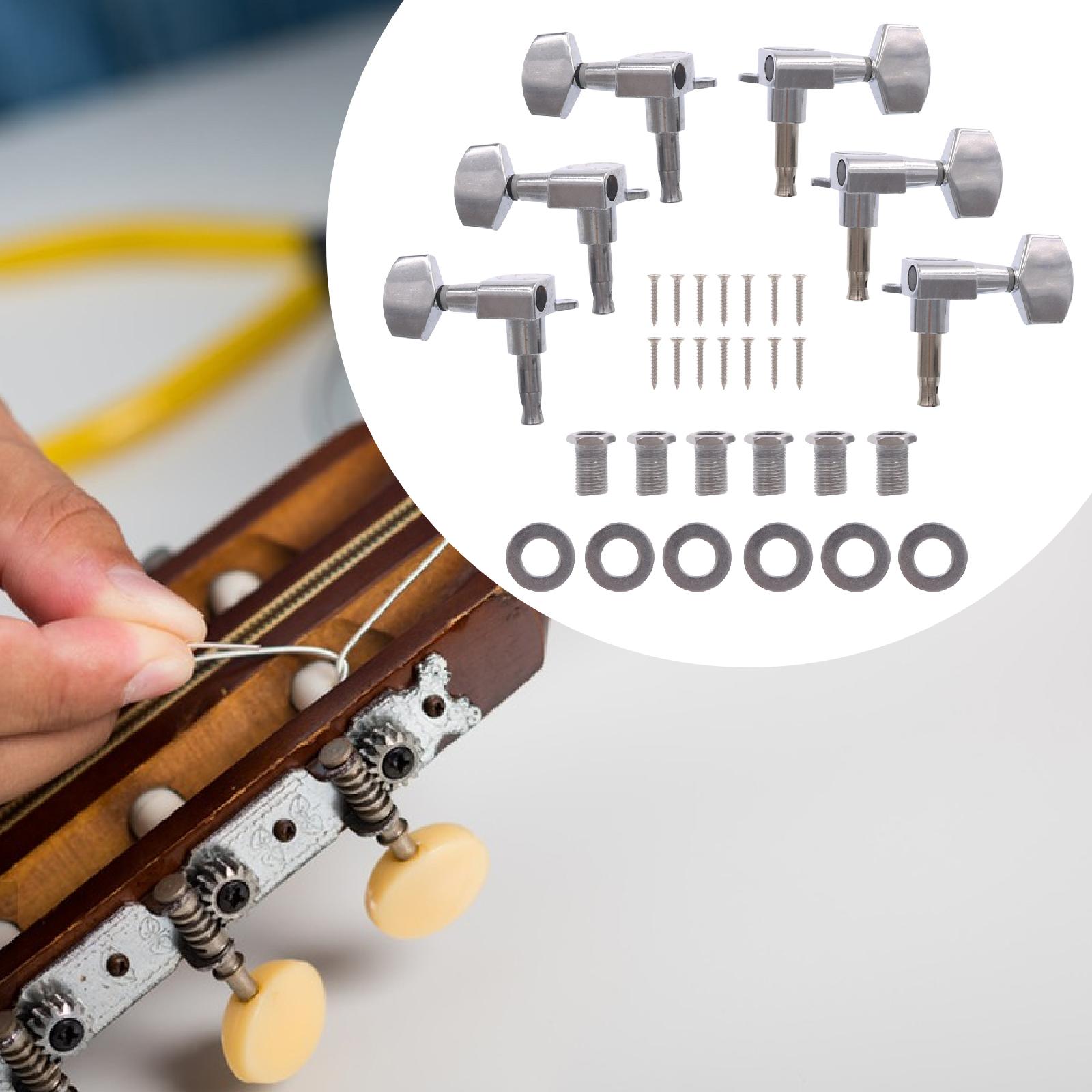 6 Pack Electric Guitar Tuning Pegs Metal Sealed Locking Tuners Smooth Knob Fits Most Guitar Models