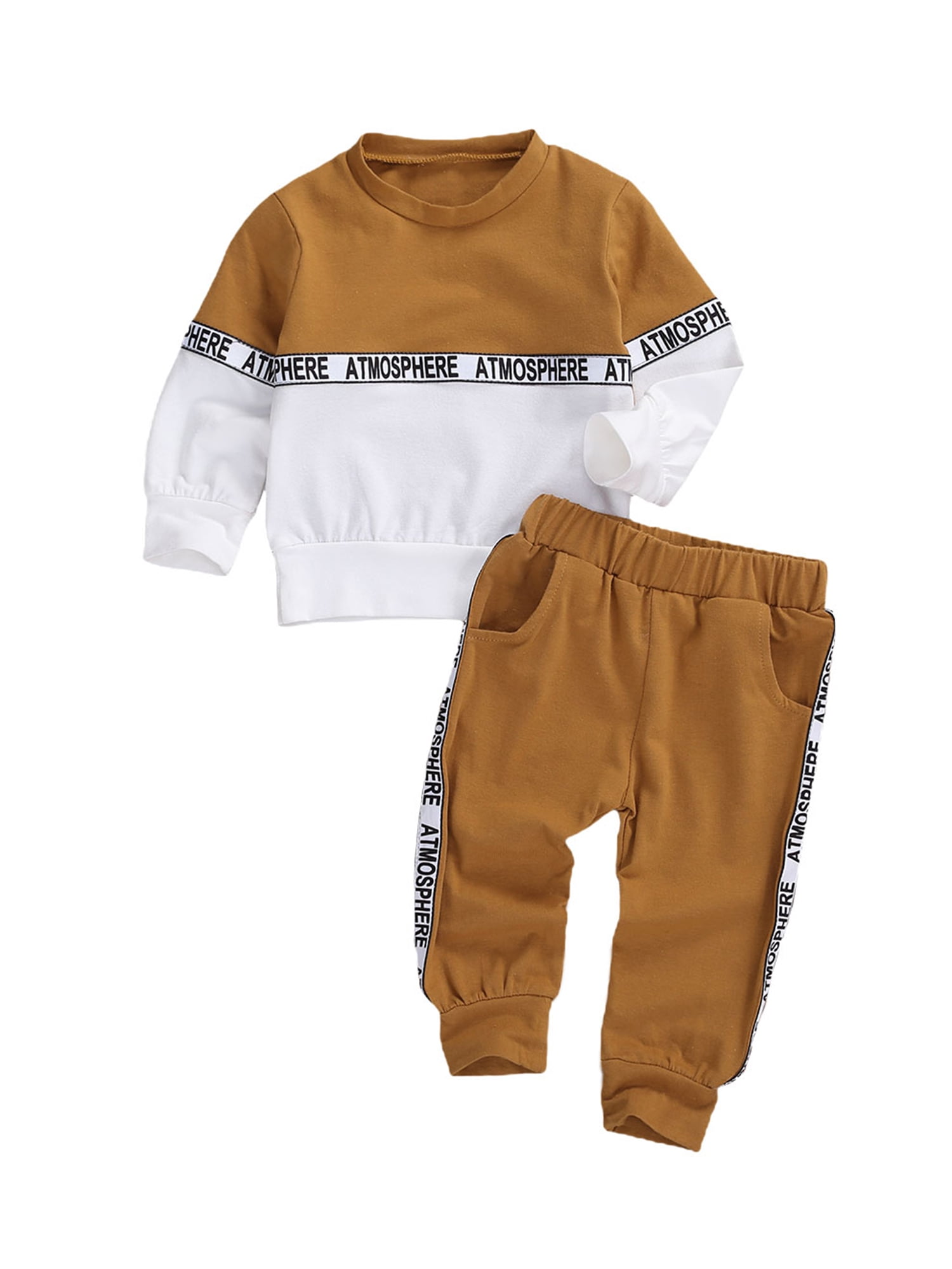 Toddler Baby Boy Outfit Letter Print Long Sleeve T-shirt Tops+Pants Trousers Set 