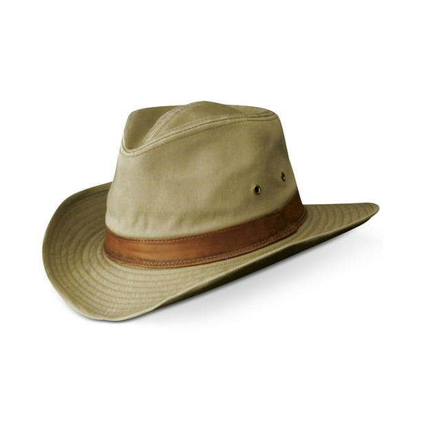Dorfman Pacific Scala Unisex Leather Band Twill Shapeable Outback Hat ...