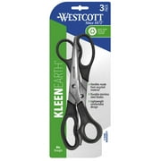Westcott KleenEarth Recycled Scissors, 8", Stainless Steel, Straight, Black, 3-Pack