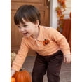 thumbnail image 5 of RUINIXCW Toddler Baby Boy Girl Halloween Shirts Outfit Infant Baby Boys Girls Fall Sweatshirt Clothes Pumpkin Grimace Ghost Long Sleeve Waffled Striped Lapel Half Button Pullover Shirt Tops, 5 of 9