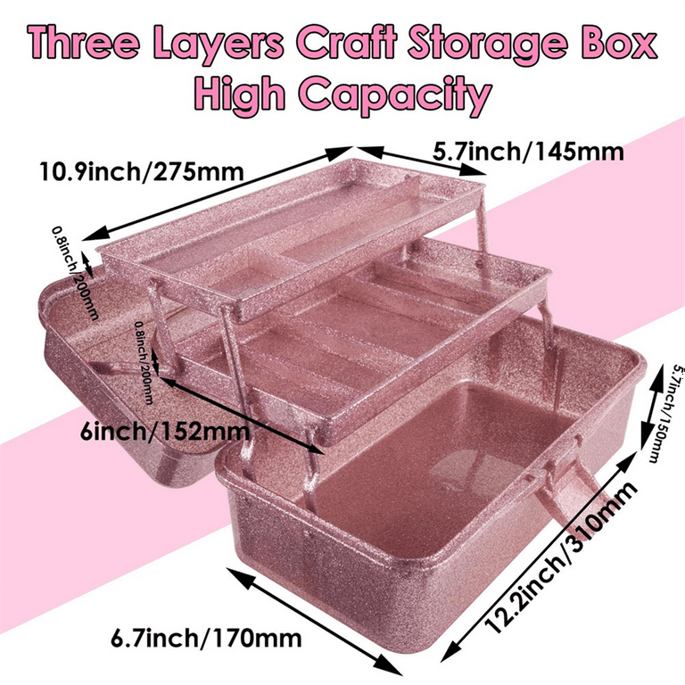 glitter tackle box Purple 3 Layer Craft Storage Box, Purple Organizer 90 Piece kit including a tackle box 90-Piece Glitter Box Kit