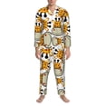 thumbnail image 3 of Fuzoiu Giraffes Head Print Men's Long-Sleeved Pajama,Lounge Button Down Nightwear,Mens Notch Collar Pajama Set -X-Large, 3 of 7