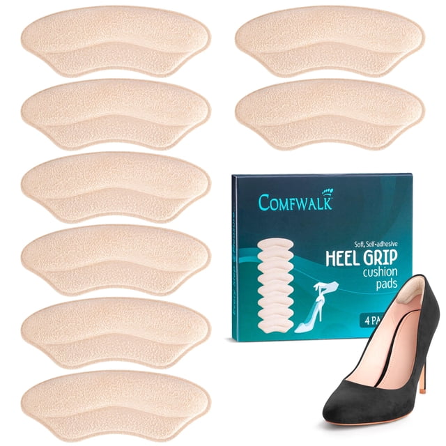 Almohadillas acolchadas antideslizantes para talón Comfwalk, 4 pares, beige