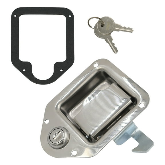 Silver-Standard Stainless Steel Truck Door Latch, Paddle Handle, Tool Box Lock