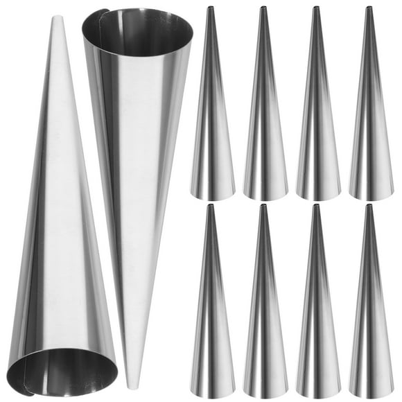 10Pcs Cream Horn Molds Stainless Steel Cone Shaped Mold for Croissant (Cone Shaped)