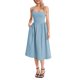 thumbnail image 1 of Vestido midi casual de verano para mujer, sin mangas, sin espalda, vestido de una línea de moda con bolsillos laterales de corte bajo,Light Blue,M, 1 of 6