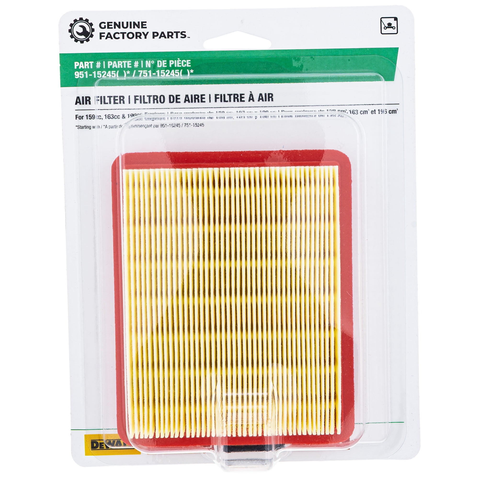 CUB CADET 751-10376 Air Filter Cat/Diesel Challenger Volunteer WT