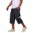 thumbnail image 5 of Long Shorts for Men Below Knee Elastic Wasit Cargo Short Pants Lightweight 3/4 Running Hiking Shorts with Pockets,Dark Blue,3XL, 5 of 6