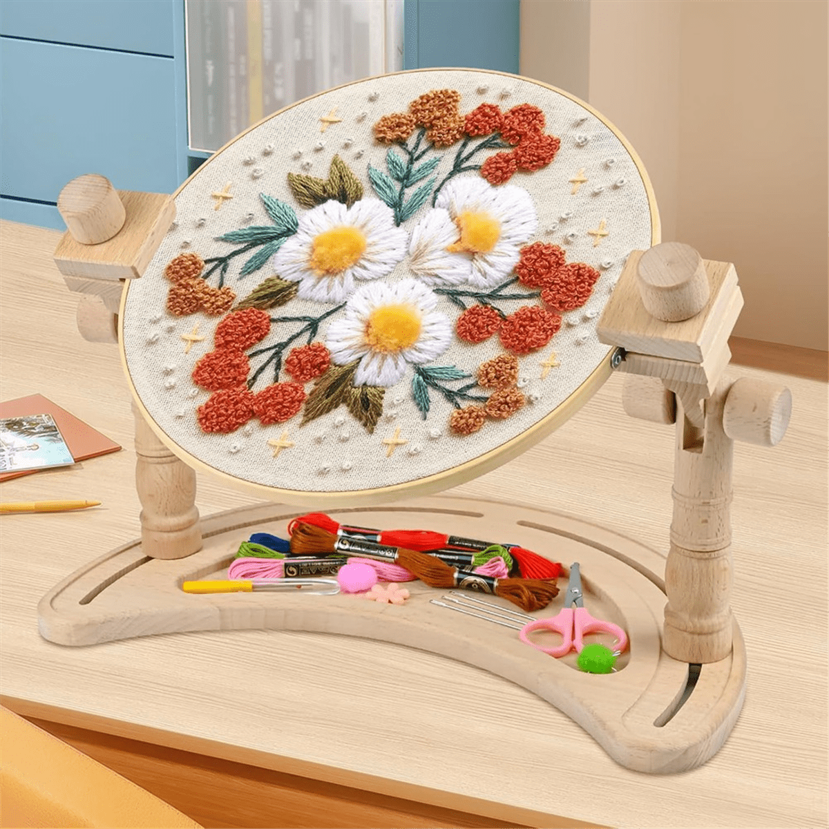Embroidery Hoop Stand Adjustable - 360°Rotated Embroidery Frame Stand, Embroidery Stands for Hand Work Art Craft