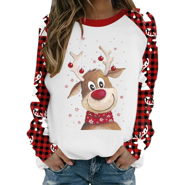 Femmes de Noël Sweatshirt à Manches Longues Fermeture Cardigan Imprimé Mode Pullover Vacances Noël Outwear Mi Longueur Veste Col Rond Chaud Pull