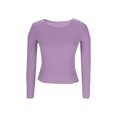 thumbnail image 6 of AINIYS Women's Ribbed Crew Neck Long Sleeve Fitted Basic Layering Tops Casual Daily Wear Pullover Shirt Purple XXL, 6 of 7