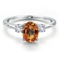 thumbnail image 3 of Gem Stone King 14K White Gold Ecstasy Mystic Topaz and White Created Sapphire Engagement Ring for Women | 1.76 Cttw | Oval 8X6MM | Gemstone November Birthstone | Size 7, 3 of 6