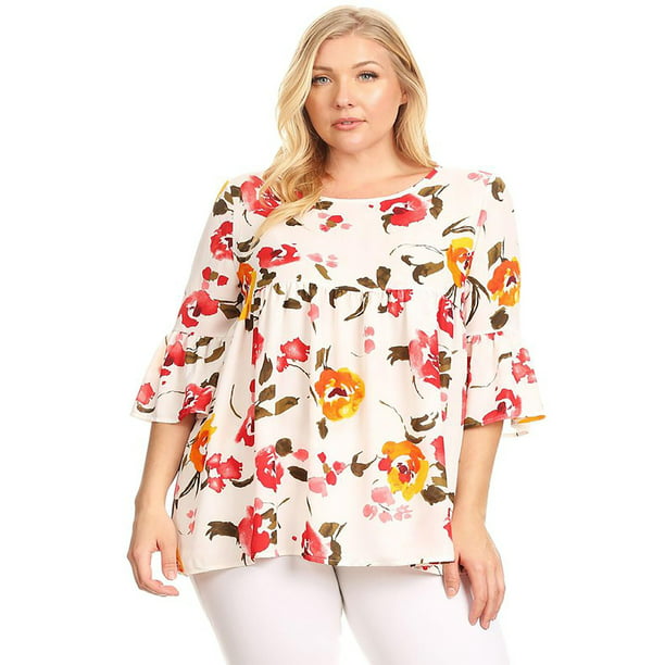 Moa Collection - MOA COLLECTION Women's Solid Floral Print Casual 3/4 ...