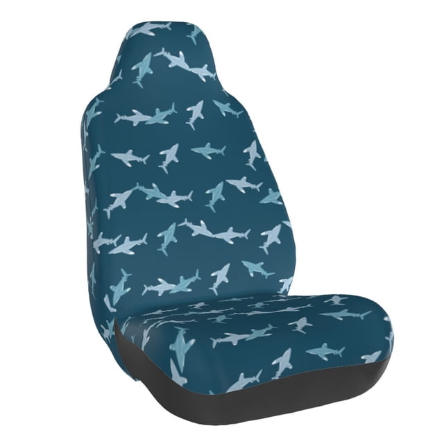Wukai Cute Shark Full Set Car Seat Covers with Soft Padding Universal Auto Front Seats Protector and Cushion Mat