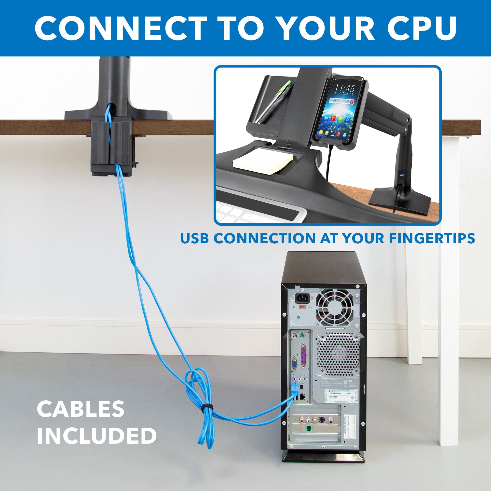 Mount-It! Dual Monitor Sit Stand Desk Mount with USB 3.0 Ports | Fits 17-27 Inch Screens