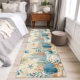 thumbnail image 4 of Runner Rug 2'x6', Teal Blue Coastal Washable Non-Slip Hallway Runner Rugs, Summer Beach Starfish Shell Coral Nautical Retro Bedside Rugs Floor Mats Carpet Runners for Kitchen Bathroom Laundry Room, 4 of 8