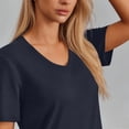 thumbnail image 5 of qolati Workout Tops for Women UPF 50+ Quick Dry Short Sleeve Sun Protection V Neck Shirts Lightweight Summer Curved Hem Basic Tee Shirt Navy S, 5 of 8