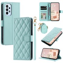 ELEHOLD for Samsung Galaxy A32 5G Wallet Crossbody Case PU Leather Cover with Card Slots Magnetic Clasp Kickstand Detachable Wriststrap Shoulder Strap Flip Shockpoof Cover,mint