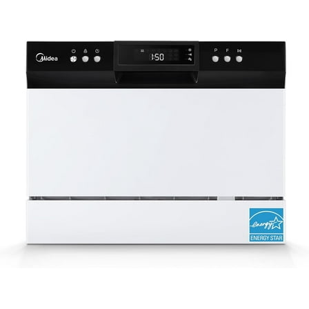 Midea Portable Countertop Dishwasher, 6 Place Settings, 8 Programs, White, MDC22P1AWW, New