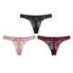 thumbnail image 3 of 3 piezas de tangas para mujer, ahuecadas, con espalda en T, cintura baja, forro de algodón, bragas cómodas y transpirables, negras, rojas y rosas, M, 3 of 12