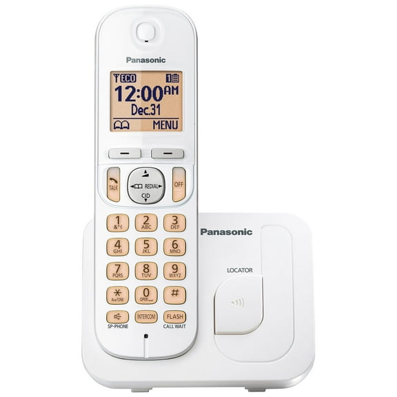 Teléfono inalámbrico Panasonic KX-TGC200W, pantalla de 1.6 pulgadas, blanco