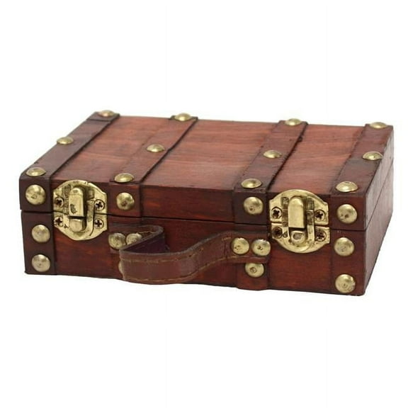 6.5 x 4.3 x 2 in. Antique Style Small Mini Suitcase, Brown