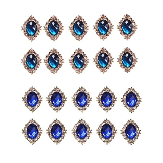 Rongfmy 20x DIY Rhinestone Flatback Buttons Crafts Dress Clothing Button Embellishments Dark Green Dark Blue