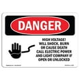 thumbnail image 1 of SignMission OS-DS-A-1218-L-1350 12 x 18 in. OSHA Danger Sign - High Voltage Will Shock Burn Cause Death, 1 of 1