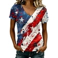 thumbnail image 3 of DHFJKG V Neck T Shirt Women Short Sleeve Independence Day US National Flag Tees 250 Years Anniversary USA Shirts, 3 of 5