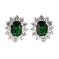thumbnail image 4 of Yoursfs Emerald Clip on Earrings for Women Platinum Plated Vintage Green Austria Crystal Oval CZ Halo Earrings Non Pierced Ears Trendy Jewelry Gifts, 4 of 5