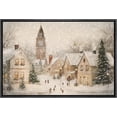 thumbnail image 4 of IDEA4WALL Framed Canvas Art Wall Decor Painting Charming Snowy Town Square Christmas Village with Clock Tower Fine Art Vintage Retro Chic for Dorm Home Office - 16"x24" Black, 4 of 5