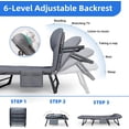thumbnail image 3 of Adjustable Folding Cot Bed, 6-Position Indoor Lounge Chair with Padded Mattress, 550 lbs Heavy Duty Support, Portable Sleeper for Office Nap, Bedroom Guest Bed, 3 of 6