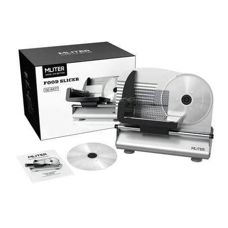 MLITER Electric Food Slicer Machine Precision 7.5-Inch Stainless Steel Blade For Bread and Meat, 150 Watt, (Best Bread Slicer Machine)