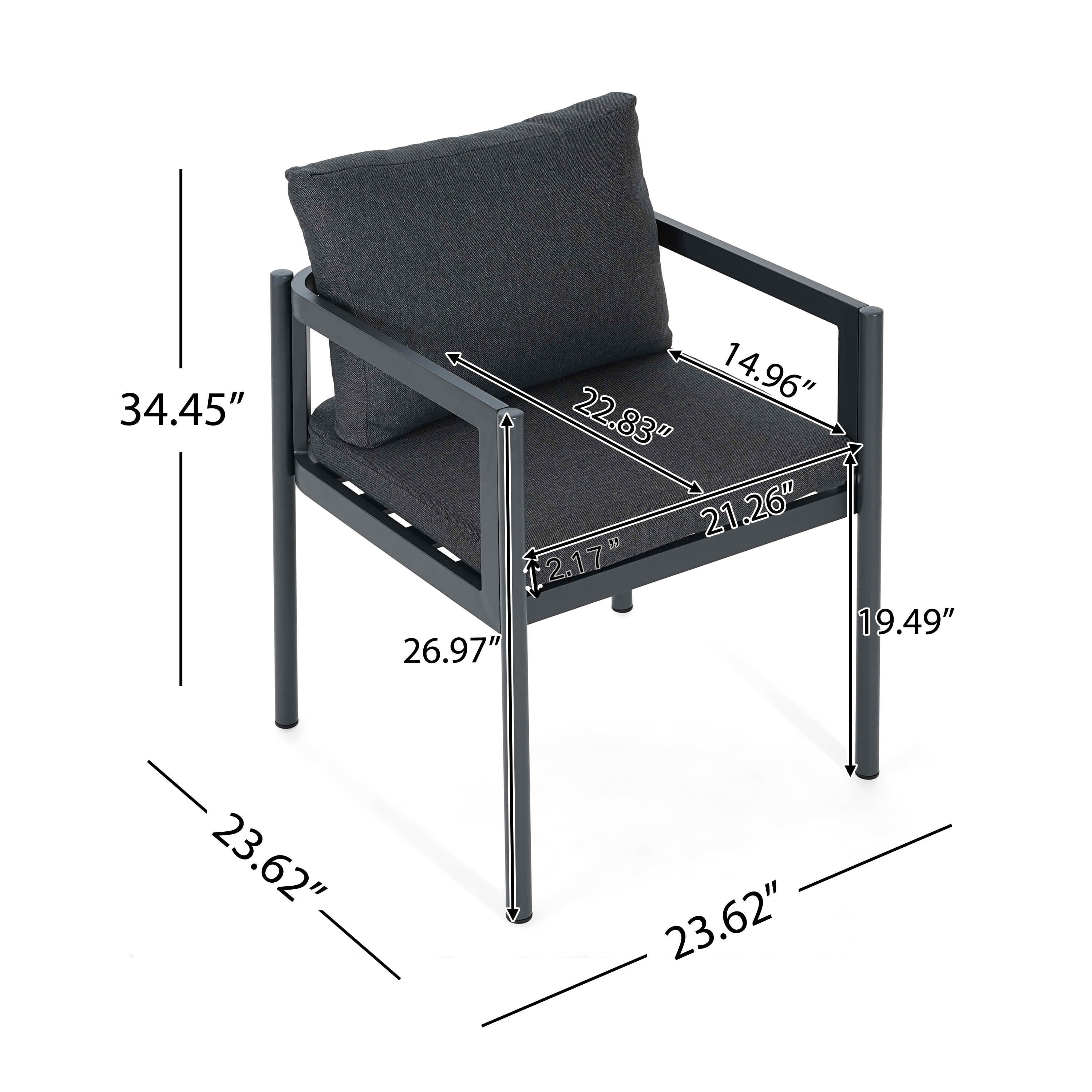 MAYEERTY Set of 2 All-Weather Aluminum Outdoor Patio Chairs with Armrests 300lbs Capacity