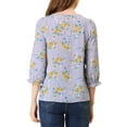 thumbnail image 4 of INSPIRE CHIC Women's Boho Blouse Floral Print Tie Neck 3/4 Sleeve Casual Tops XS Light Purple, 4 of 8