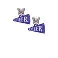 thumbnail image 2 of Delight Jewelry Acrylic 1.25" Navy Cheer Megaphone Silvertone Antiqued Butterfly Post Earrings, 2 of 4