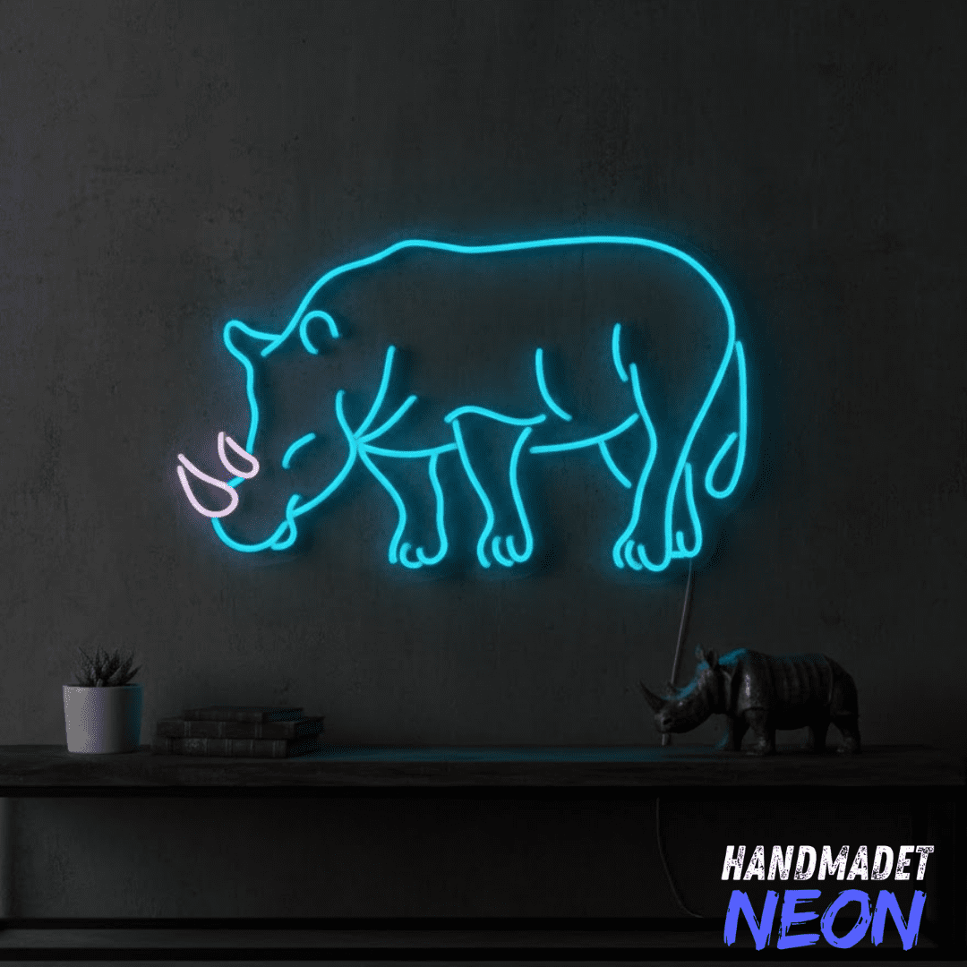 Handmadetneonsign Rhino Neon Sign, Kid Room Wall Decor, Rhinoceros Lover Gift