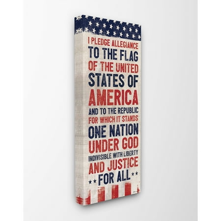 Allegiance Red Rubber The Stupell Home Decor Collection Pledge of Allegiance Red White and Blue Flag Banner Stretched Canvas Wall Art, 10 x 1.5 x 24 ()